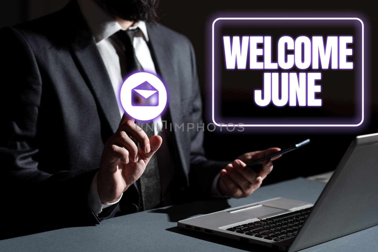 Text sign showing Welcome June, Business idea Calendar Sixth Month Second Quarter Thirty days Greetings
