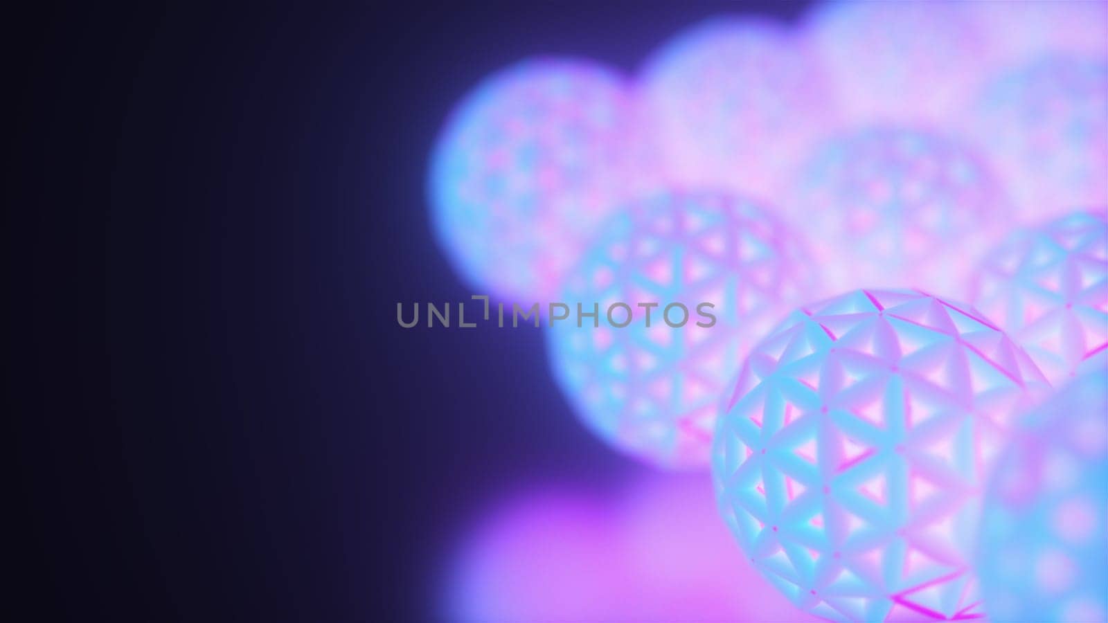 Neon spheres. Computer generated 3d render