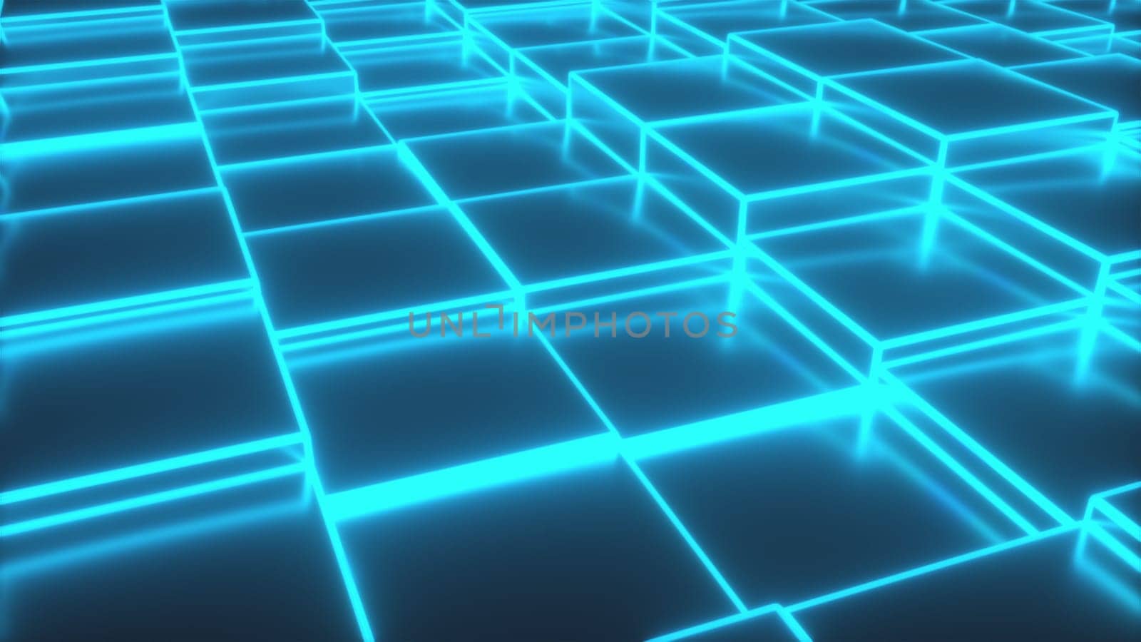 Neon cubes. Computer generated 3d render