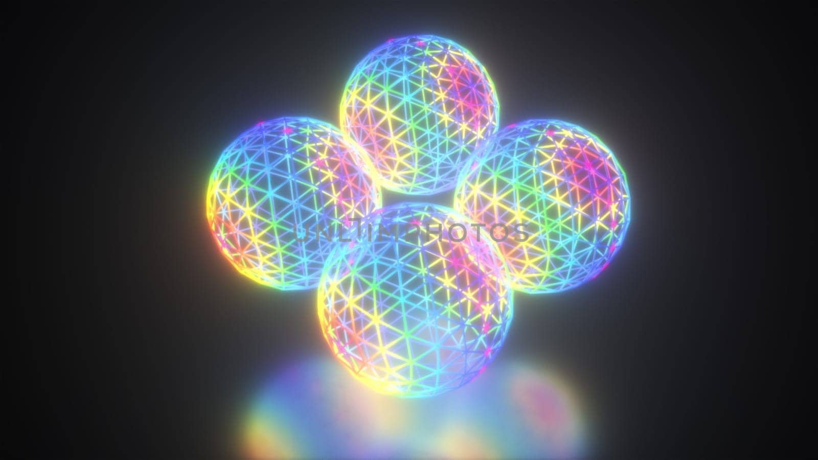 Neon spheres. Computer generated 3d render