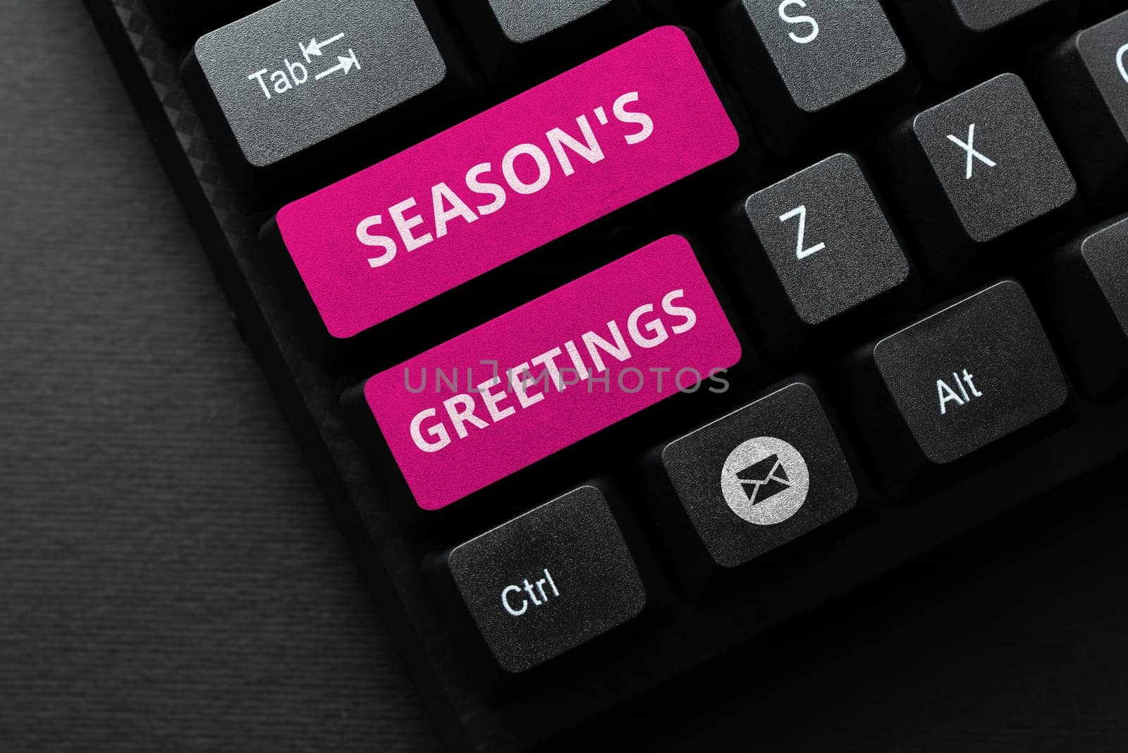 Sign displaying Season's Greetings, Word for Used as an expression of goodwill during festivities