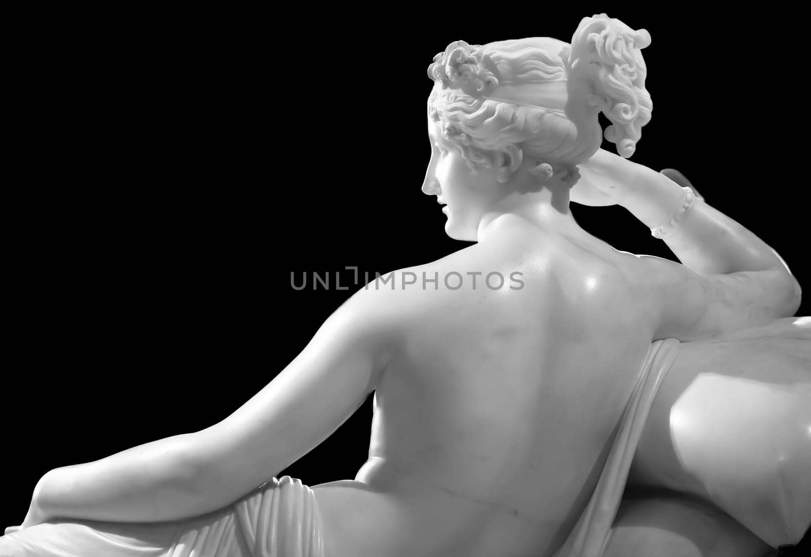 ROME, ITALY - AUGUST 24, 2021: Antonio Canova sculpture of Pauline Bonaparte, his masterpiece located in Villa Borghese