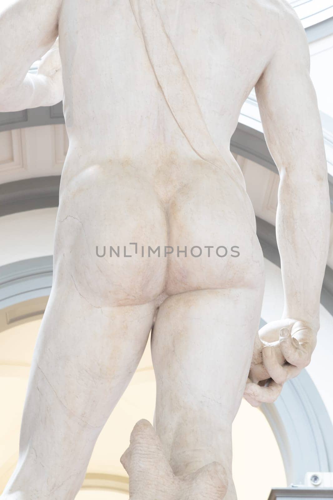 Florence, Italy - Circa August 2021: David sculpture by Michelangelo Buonarroti. The masterpiece of the Renaissance art.