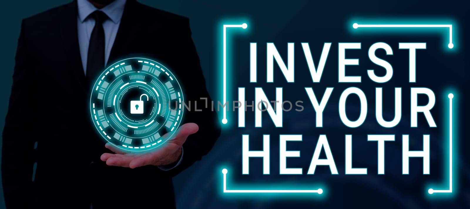 Conceptual caption Invest In Your Health, Concept meaning Live a Healthy Lifestyle Quality Food for Wellness