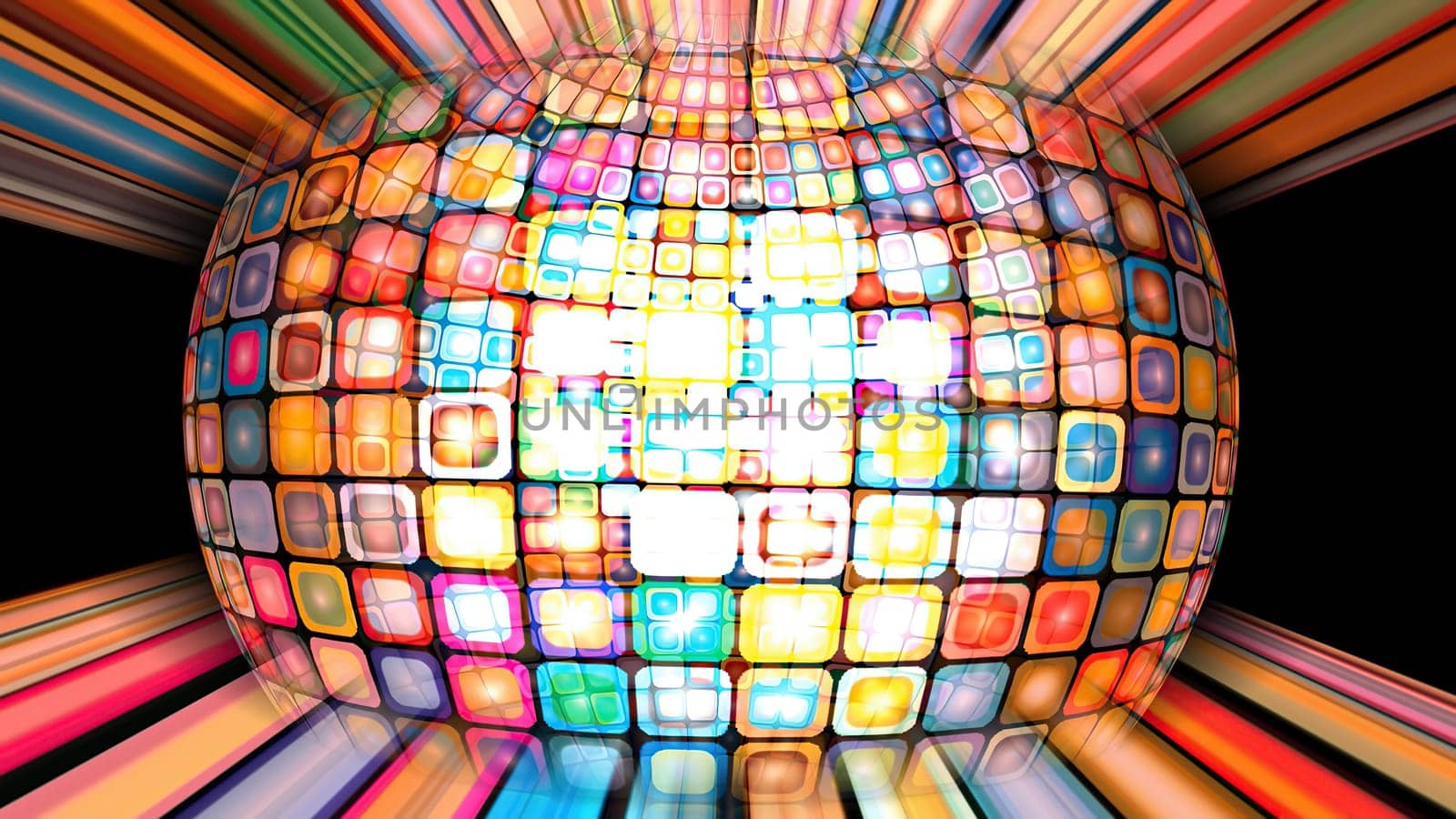 Colorful pixels on rotating sphere