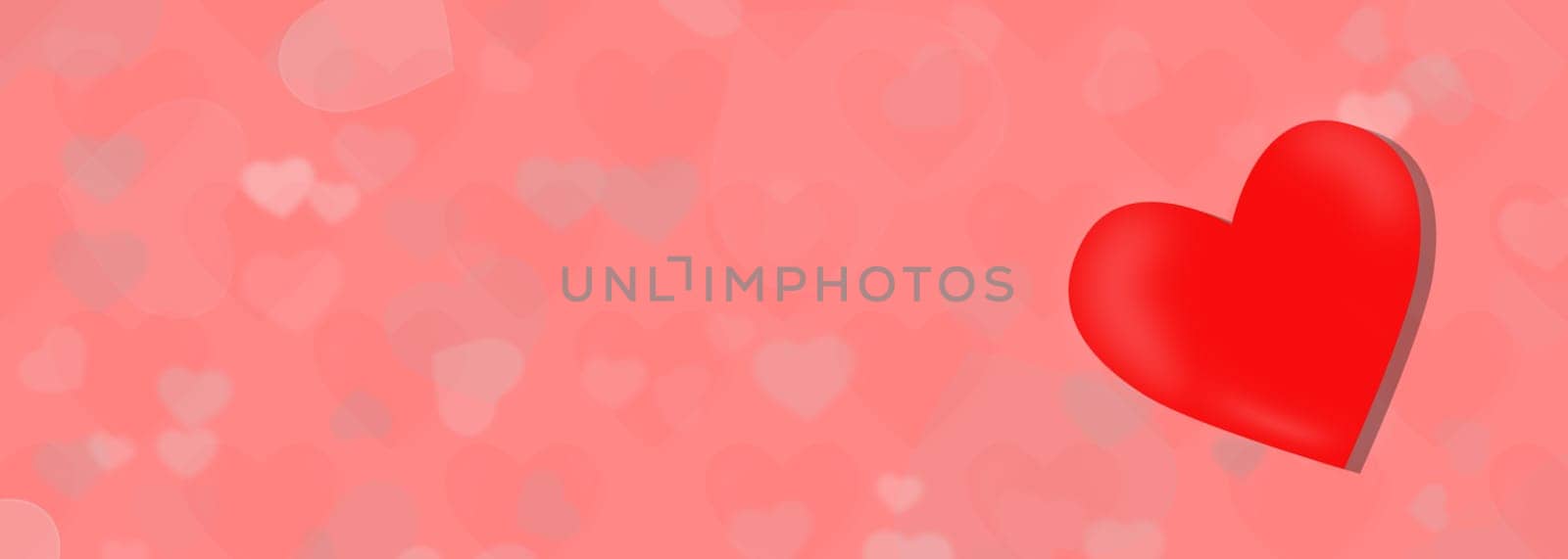 Red heart shape on abstract light glitter background in love concept for Valentine's Day with sweet and romantic moment.