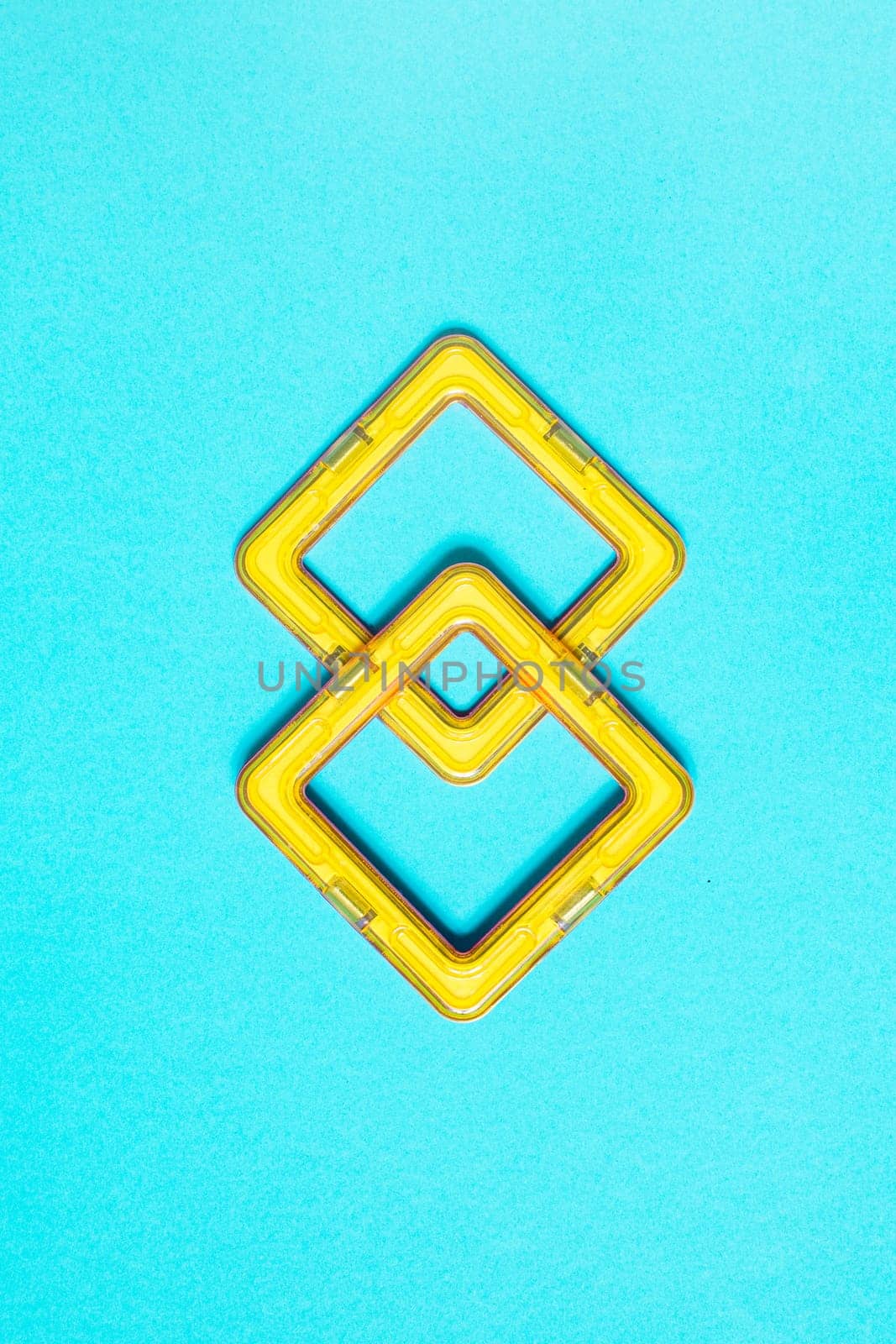 Conceptual banner with constructions. Top view, flat lay. Copy space for text.