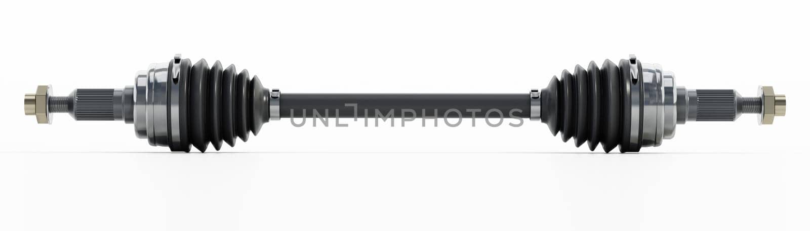Car front axle shaft isolated on white background. 3D illustration.