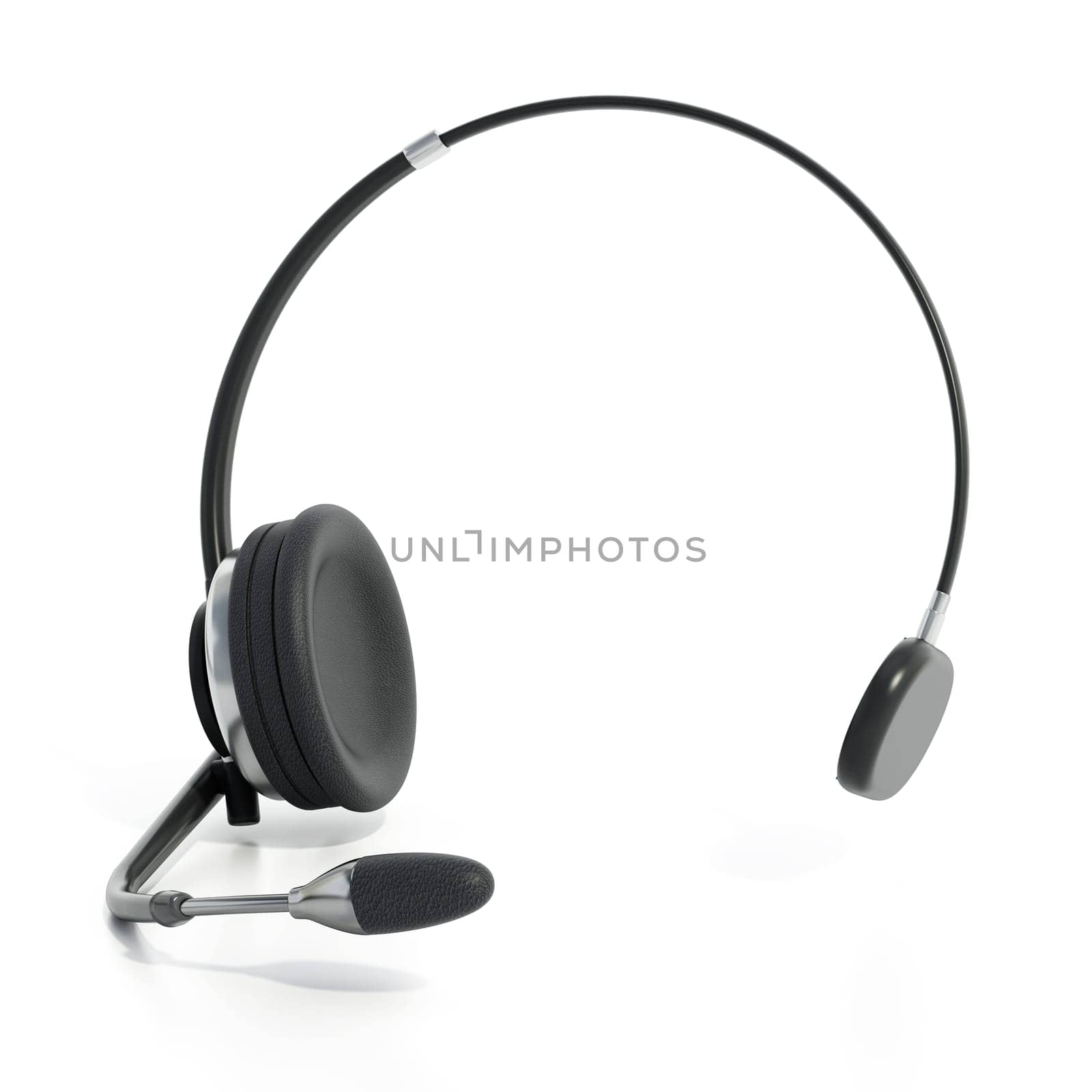 Call center headset isolated on white background. 3D illustration.