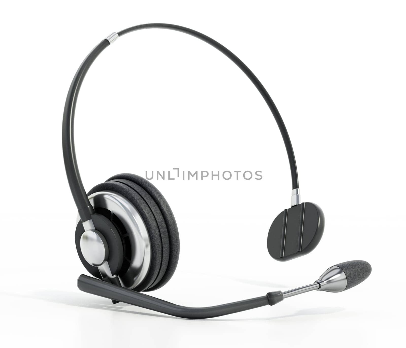 Call center headset isolated on white background. 3D illustration.