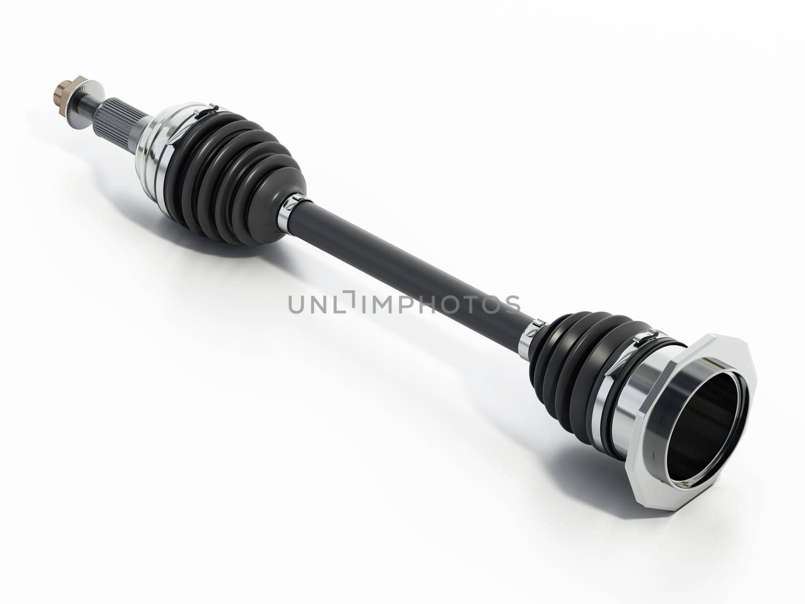 Car front axle shaft isolated on white background. 3D illustration.