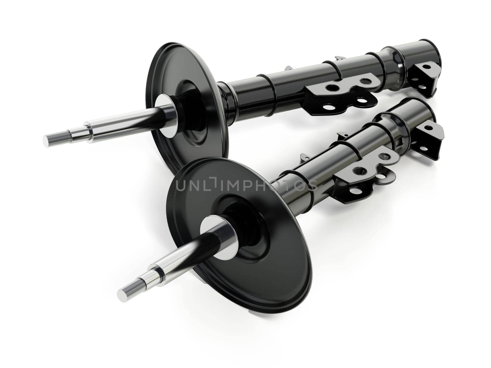 Shock absorbers isolated on white background. 3D illustration.