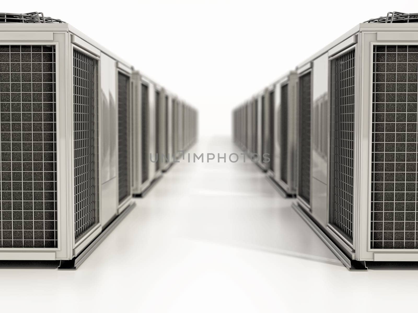 Industrial air conditioner unit isolated on white background. 3D illustration.