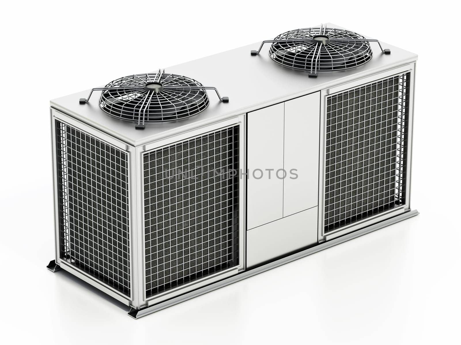 Industrial air conditioner unit isolated on white background. 3D illustration.