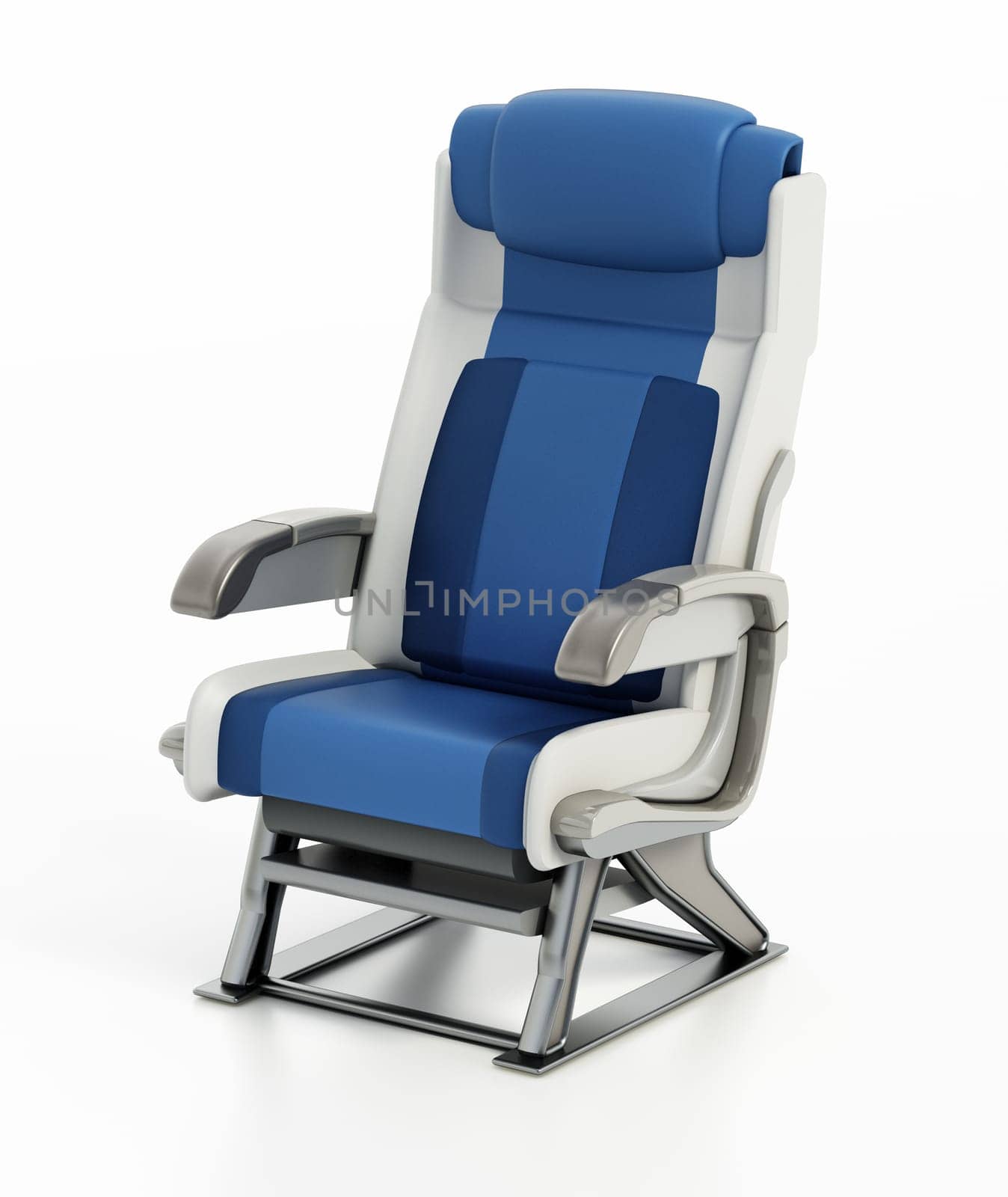 Airplane seat isolated on white background. 3D illustration.