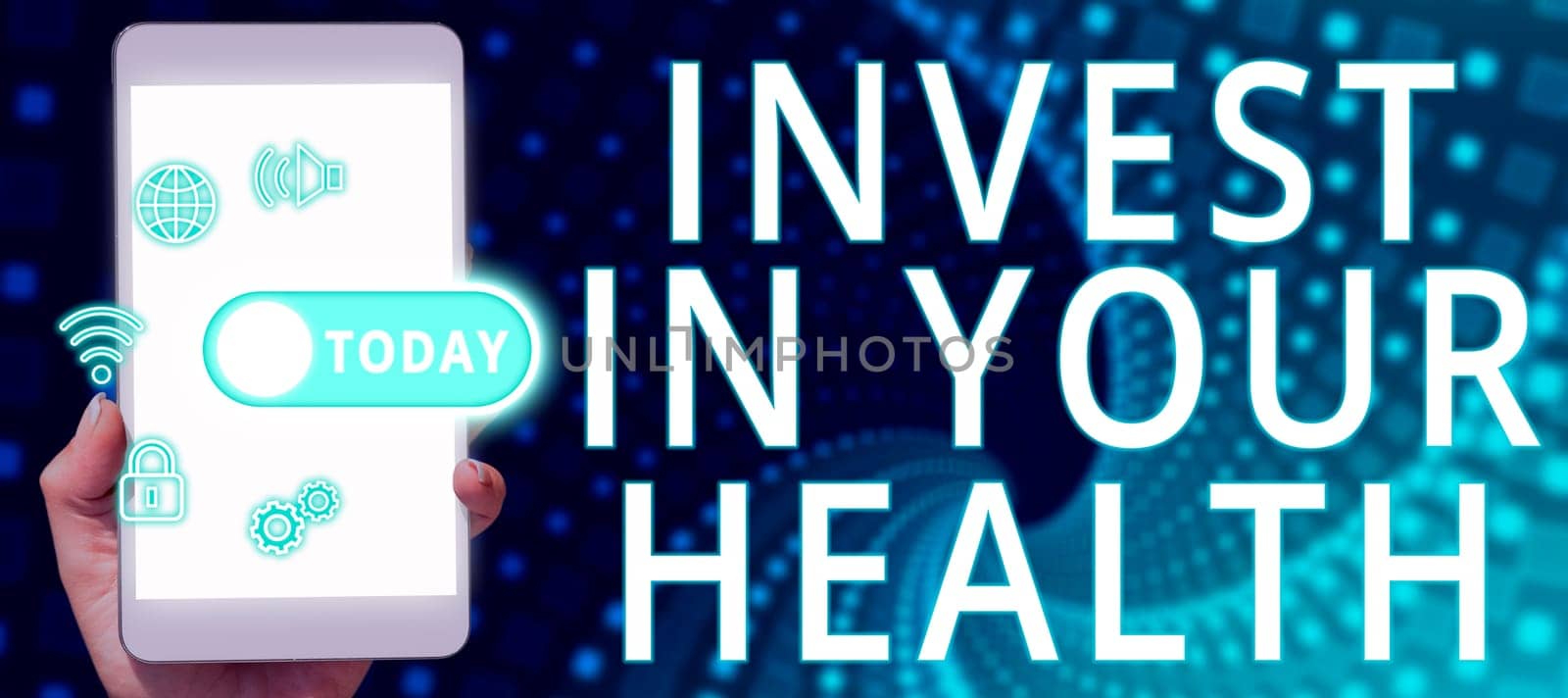 Text showing inspiration Invest In Your Health, Business concept Live a Healthy Lifestyle Quality Food for Wellness