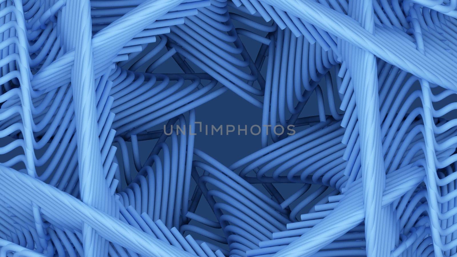 fractal spiral design blue art background symmetry star hexagon geometric element 3D illustration