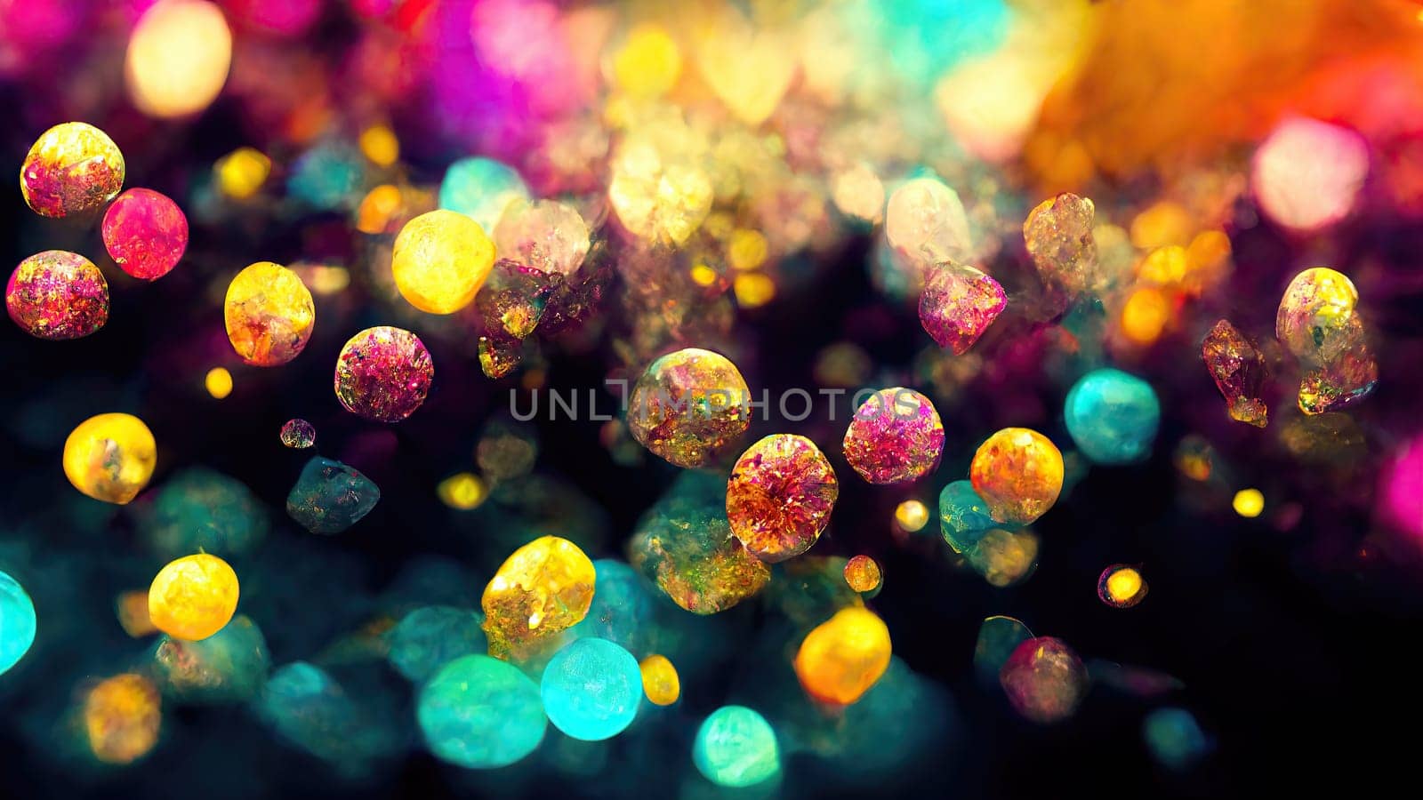 Colourful and dynamic balls with depth of fields as background. Generated with Artificial Art.