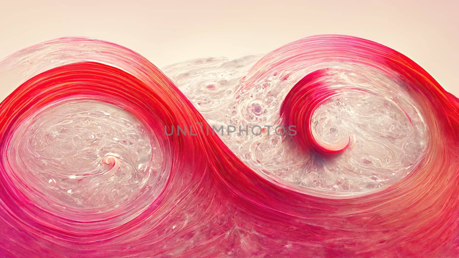 Red and pink trendy gradient abstract waves full frame horizontal. Artificial Art.