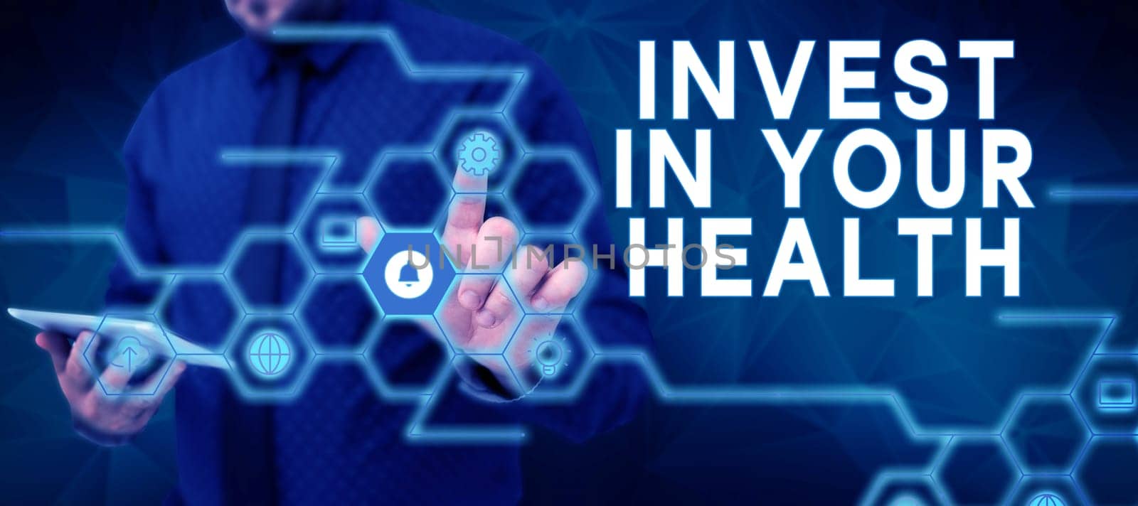Text sign showing Invest In Your Health, Business concept Live a Healthy Lifestyle Quality Food for Wellness