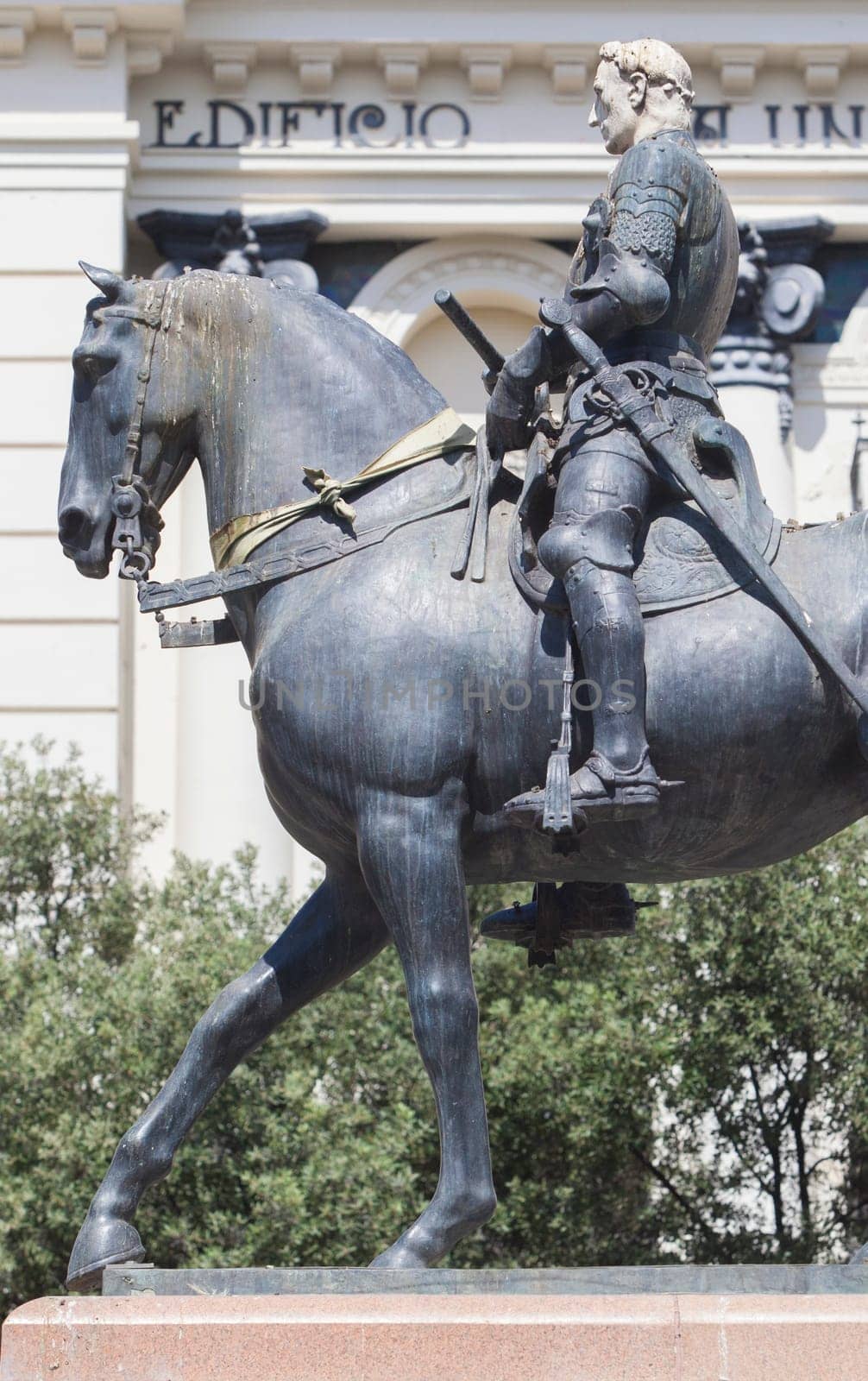 Cordoba, Spain - Sept 8th, 2020: Monument to The Great Captain, sculptor Mateo Inurria, 1923. Tendillas Square, Cordoba, Spain