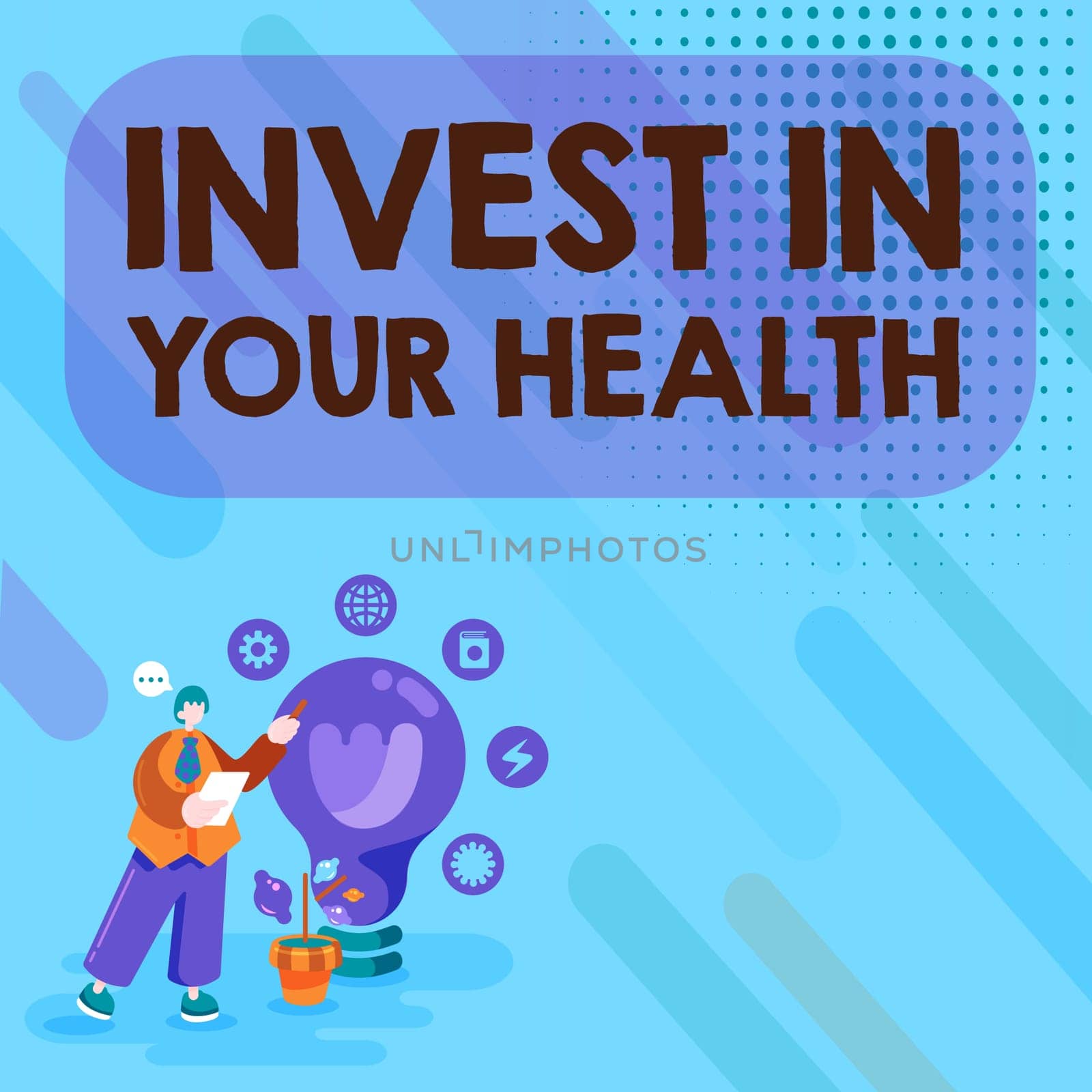 Sign displaying Invest In Your Health, Business overview Live a Healthy Lifestyle Quality Food for Wellness