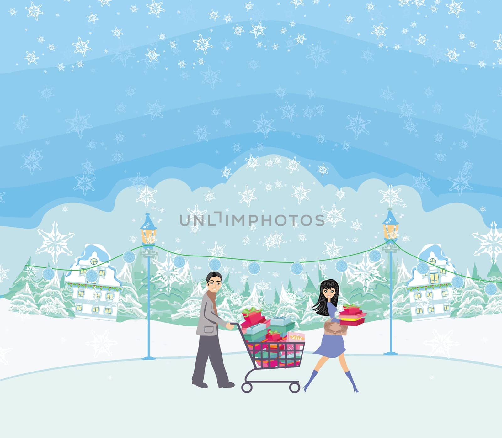 happy couple on winter sale