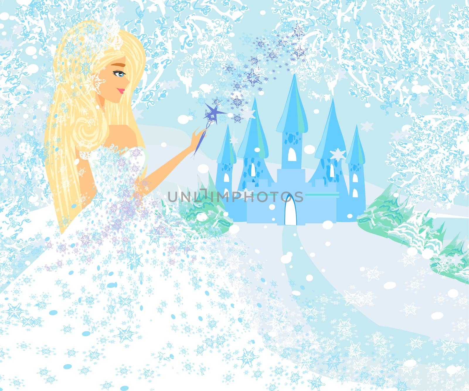 Castle Snow and a beautiful winter fairy