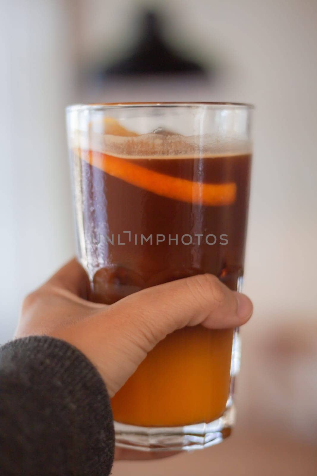 Glass of americano mixed with orange juice, stock photo