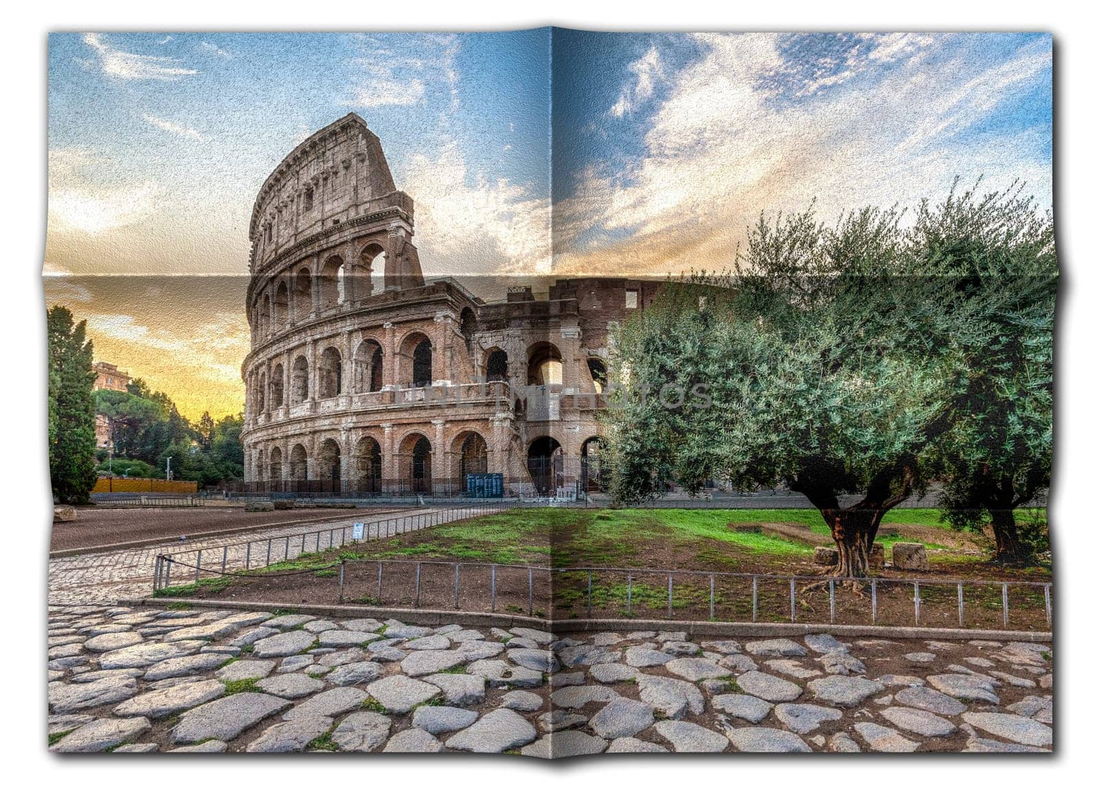 Italy, Rome - Roman Colosseum with sunset sky, the most famus Italian landmark