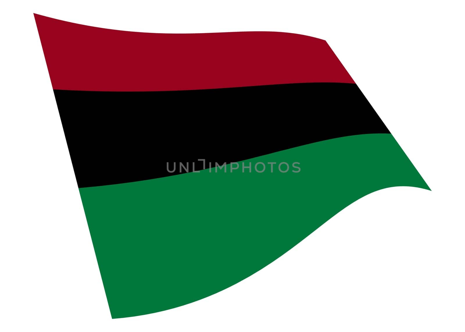 An African American waving flag 3d illustration isolated on white with clipping path