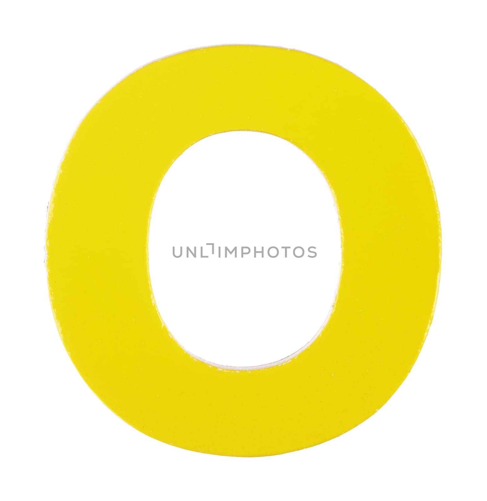 An upper case O magnetic letter on white with clipping path