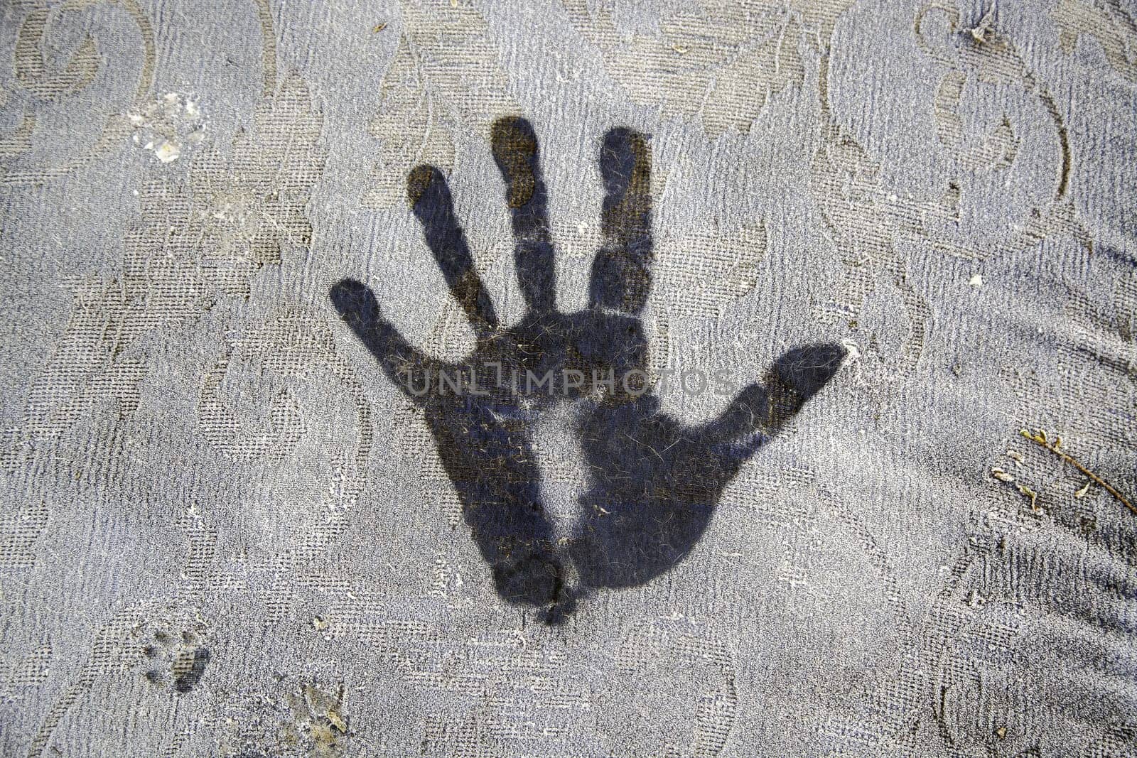 Detail of hand signal on a winter day, ice and cold