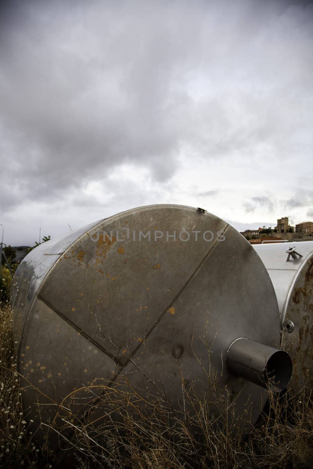 Detail of old tank for liquid, contamination