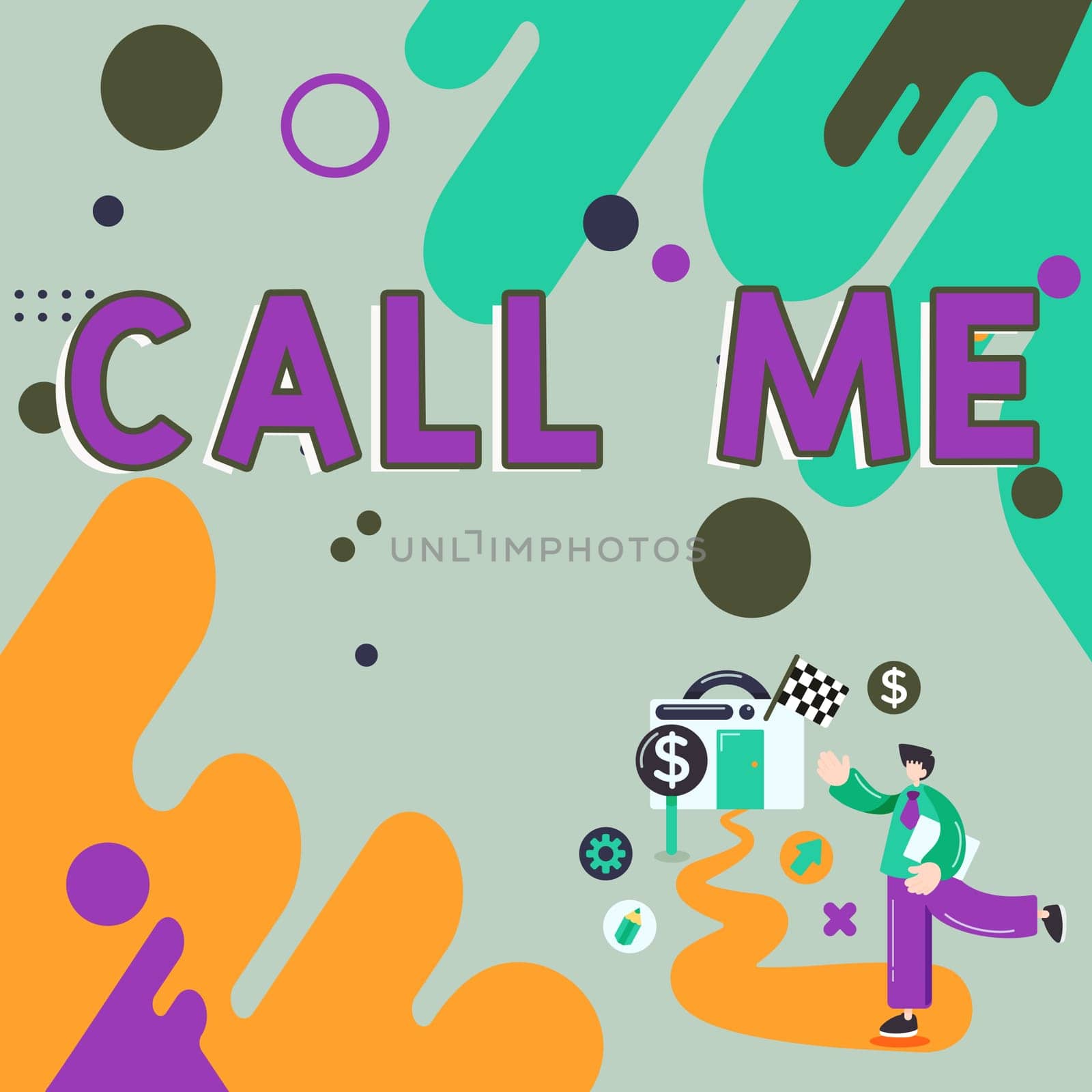 Writing displaying text Call Me, Concept meaning Asking for communication by telephone to talk about something