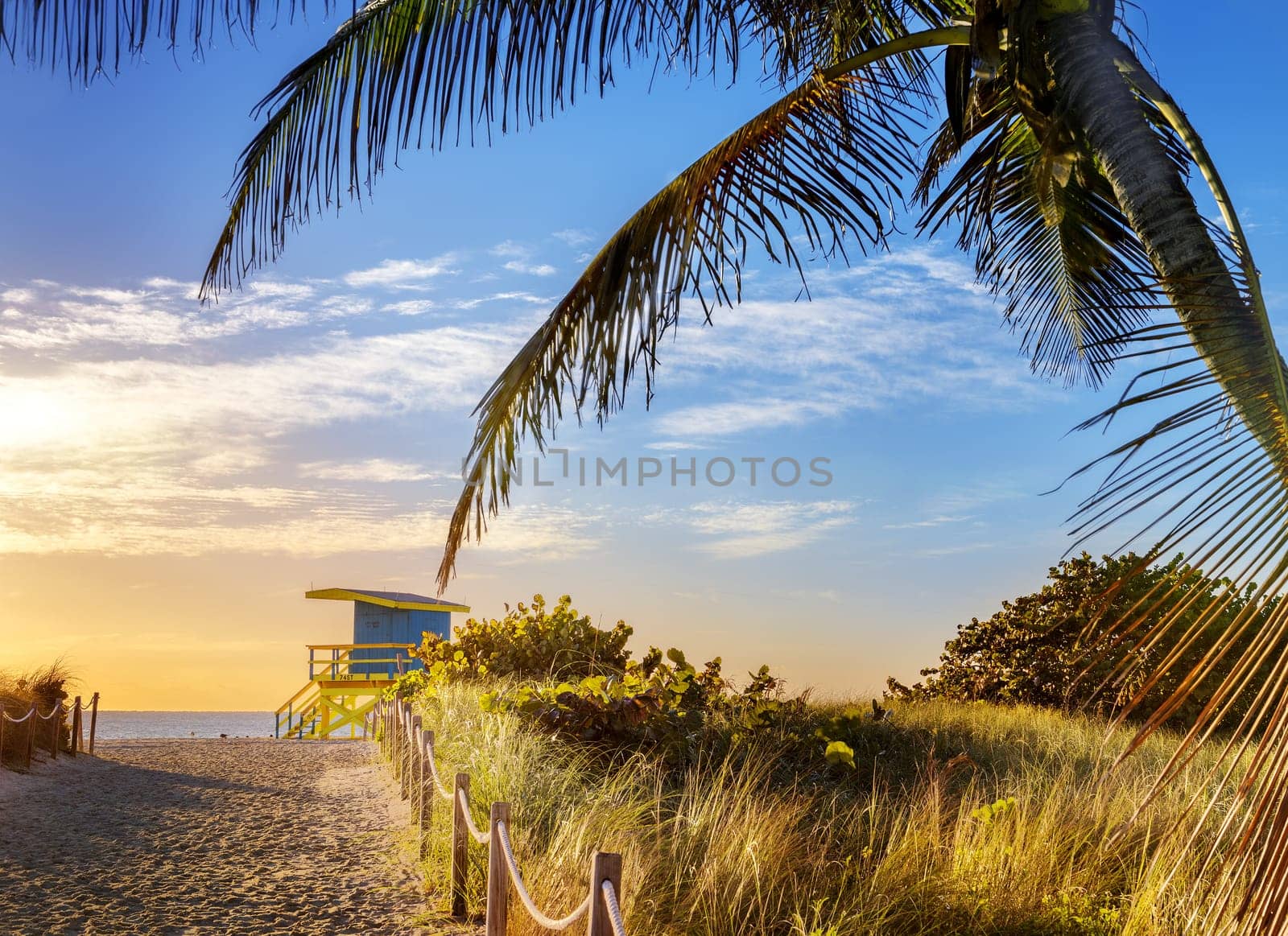 Colorful Lifeguard Tower in South Beach, Miami Beach, Florida, USA