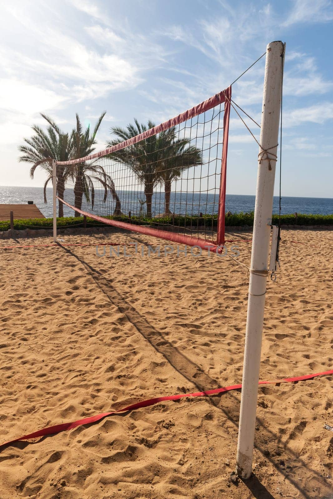 The beach at the luxury hotel, Sharm el Sheikh, Egypt. view from the volleyball court