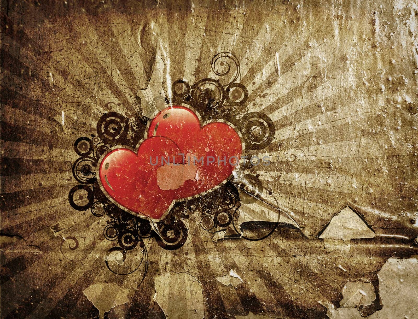 Grunge style Valentines background