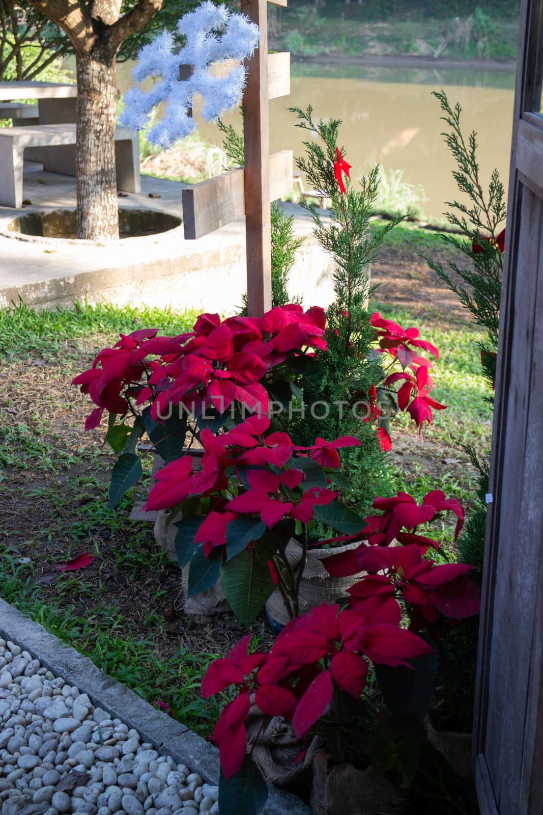 Christmas and New Year decorations in season of greeting, stock photo