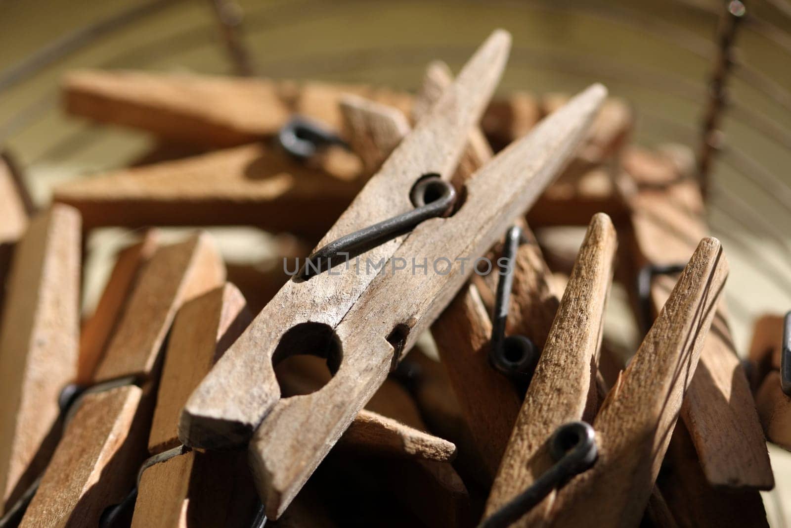 wooden clothes peg close up
