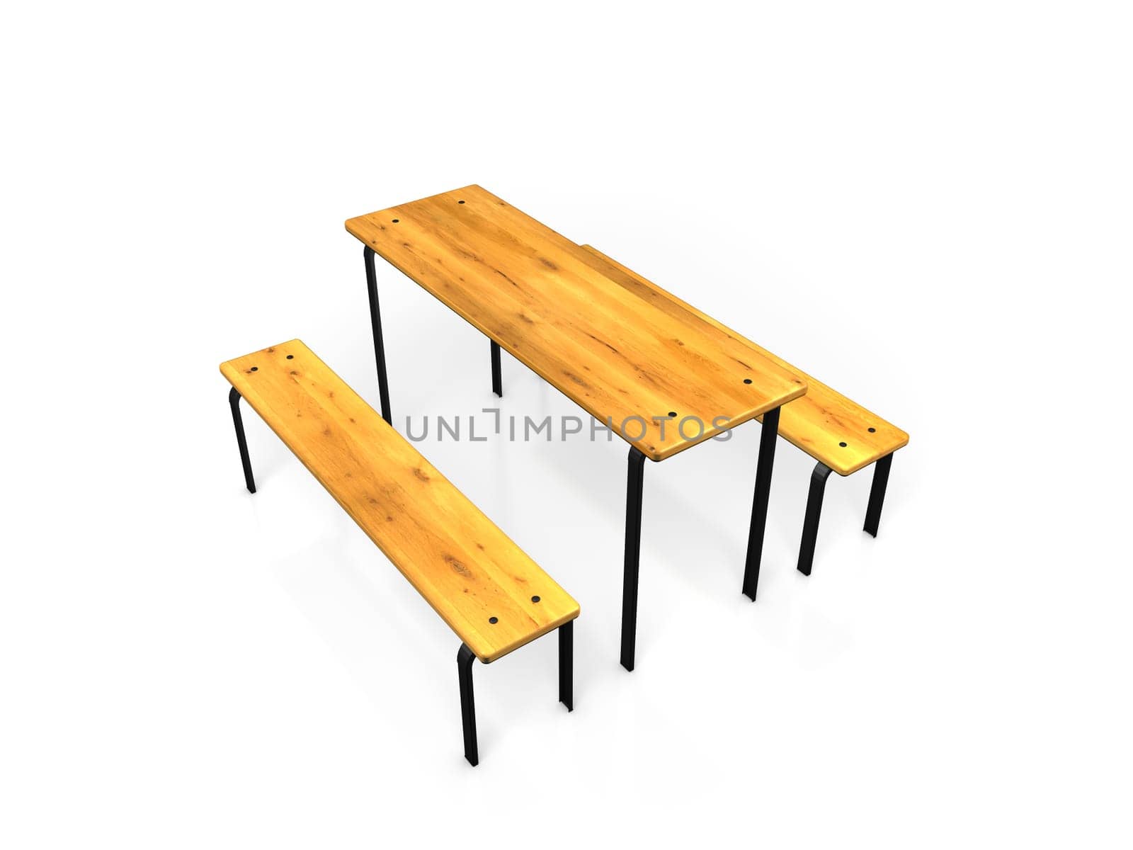 Wood bench on white background