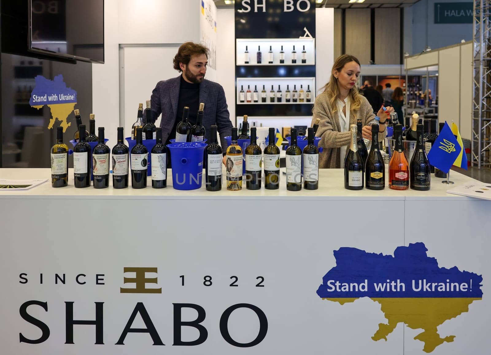 Cracow, Poland - November 17, 2022: International Wine Trade Fair ENOEXPO in Cracow. Producers of wine from all around the world meet the importers distributors and representatives.