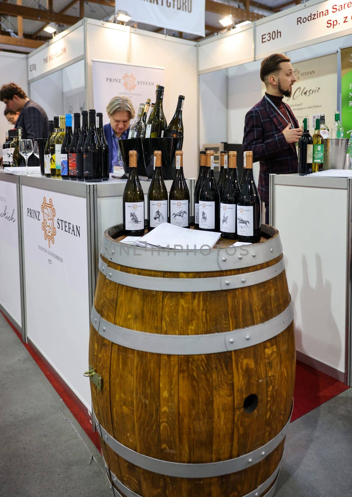 Cracow, Poland - November 17, 2022: International Wine Trade Fair ENOEXPO in Cracow. Producers of wine from all around the world meet the importers distributors and representatives.
