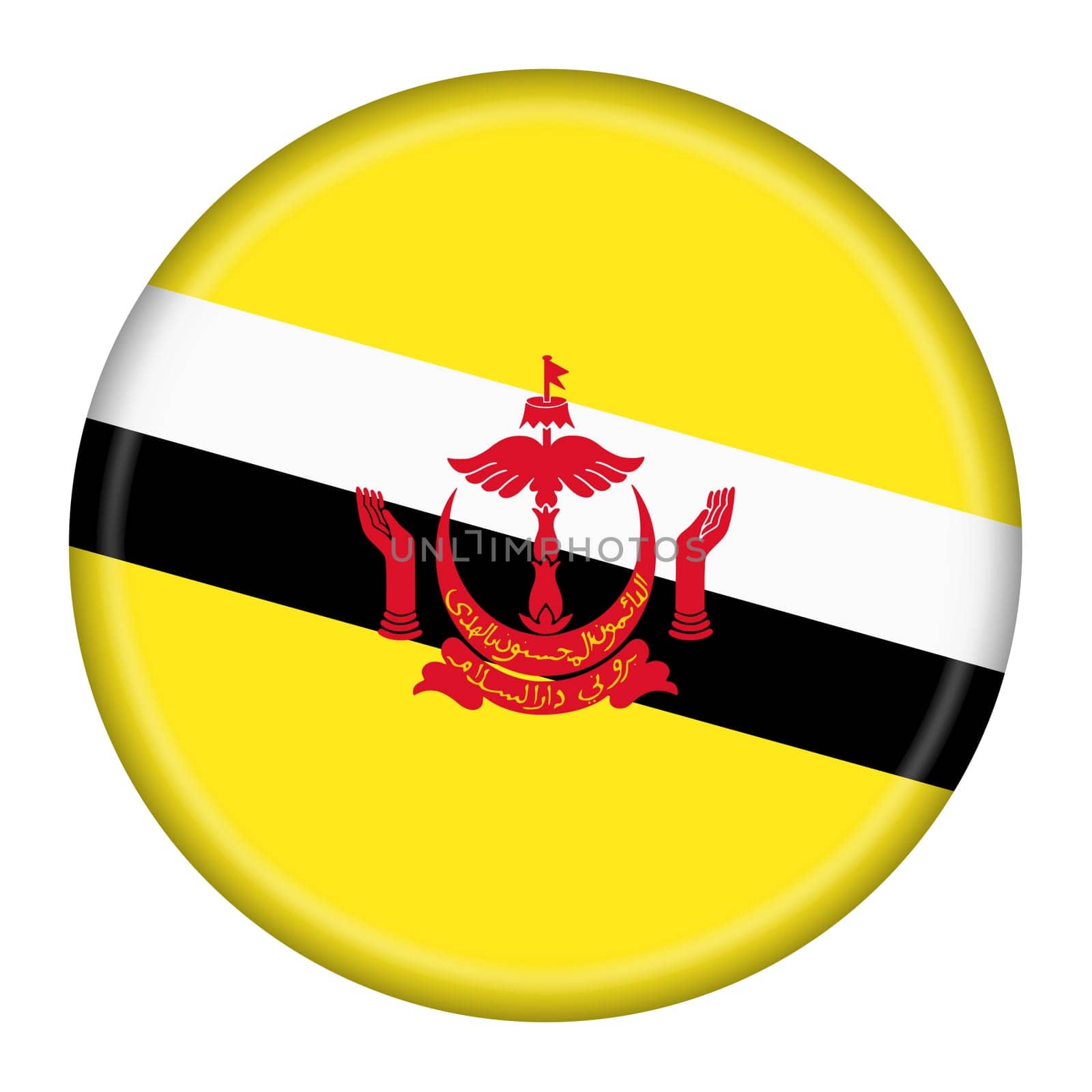 A Brunei button flag 3d illustration with clipping path