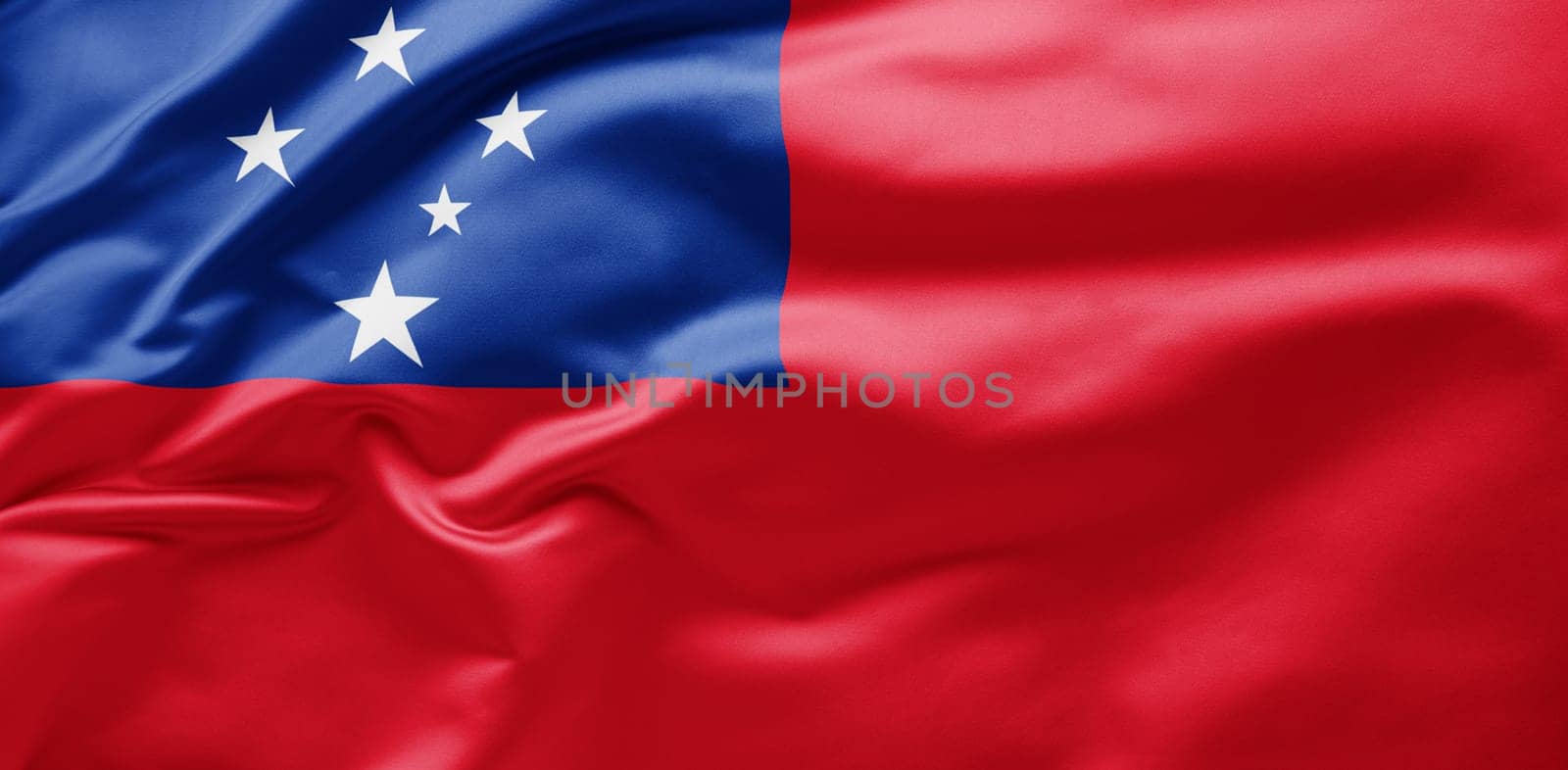 Waving national flag of Samoa