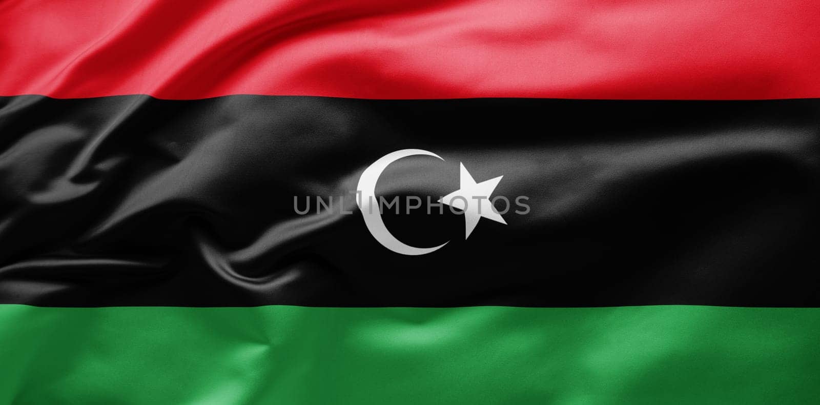 Waving national flag of Libya