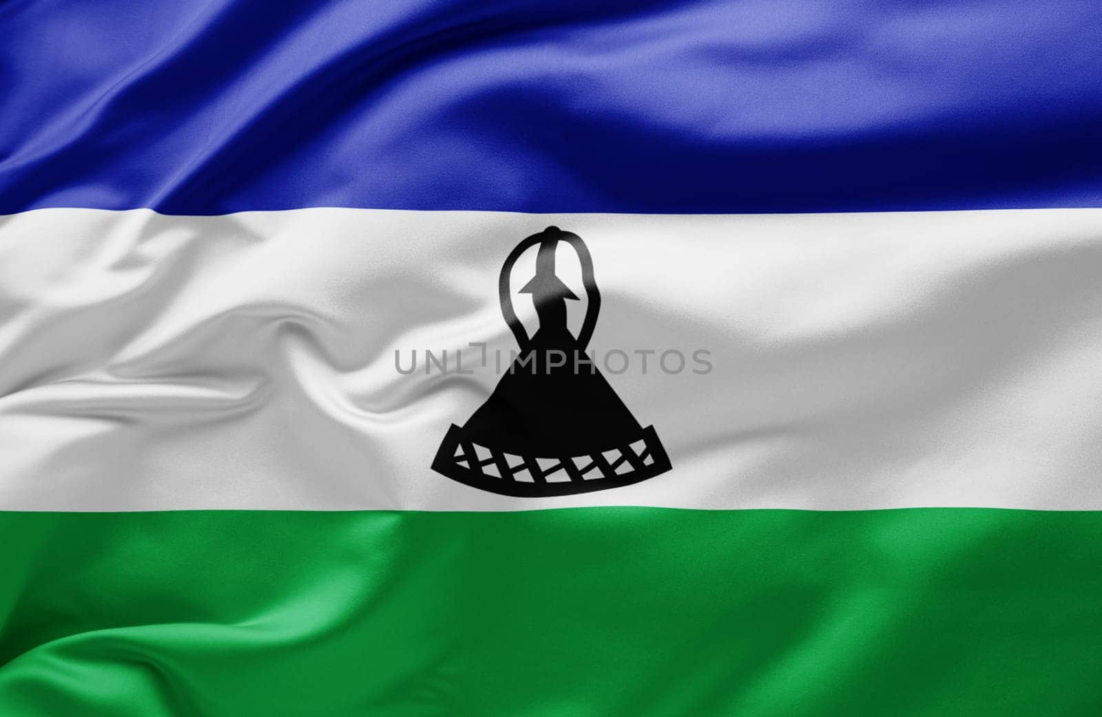 Waving national flag of Lesotho