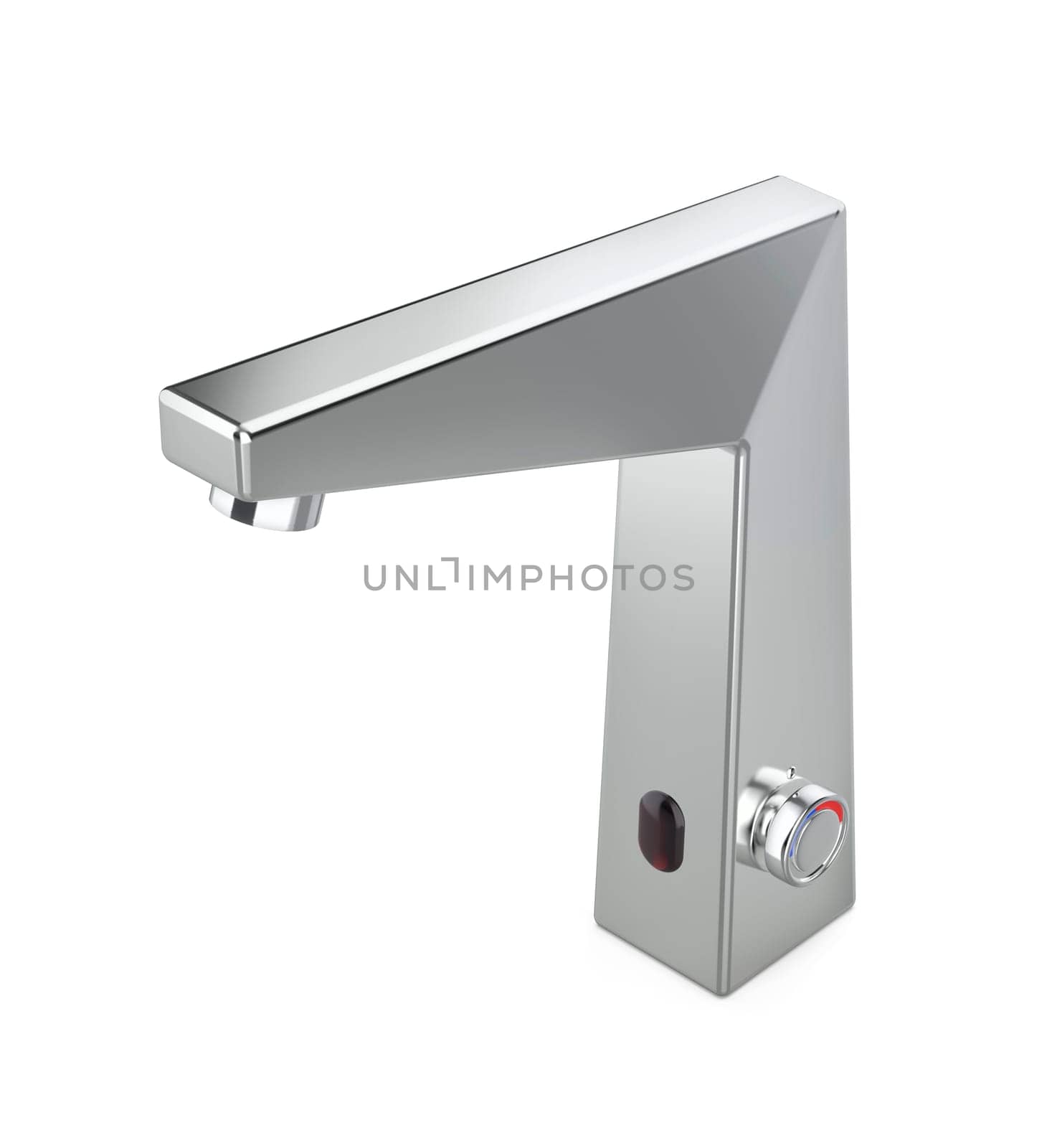 Bathroom automatic sensor faucet on white background
