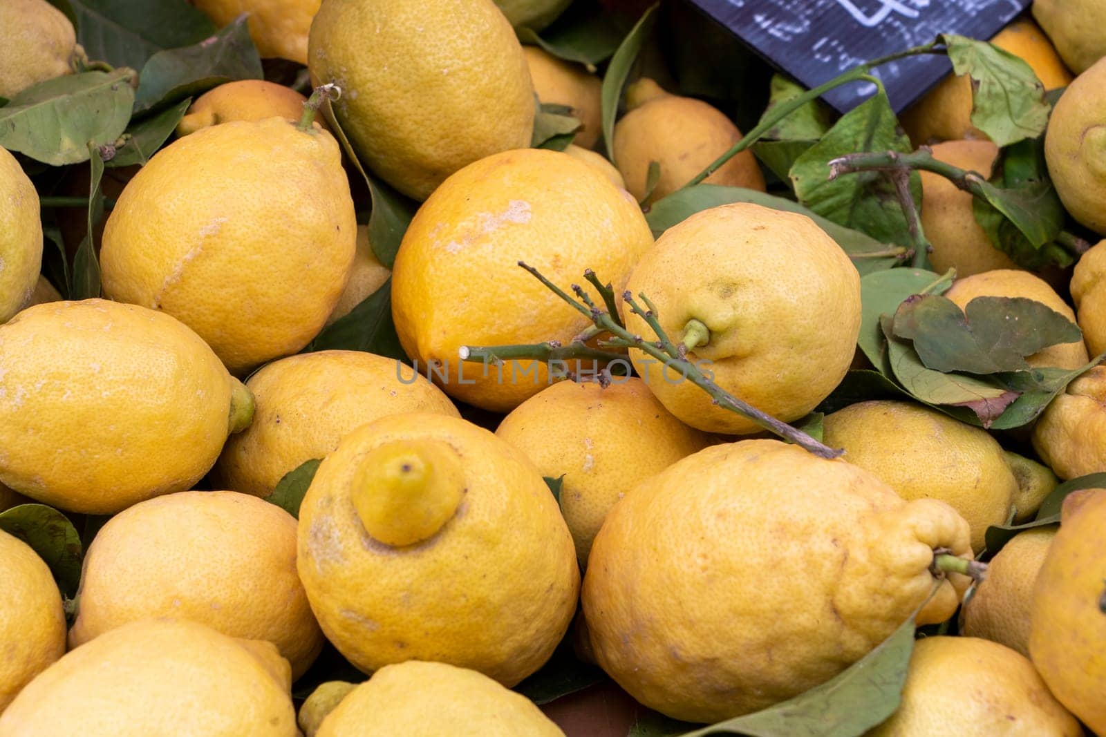 close up of organic citrus on the market place