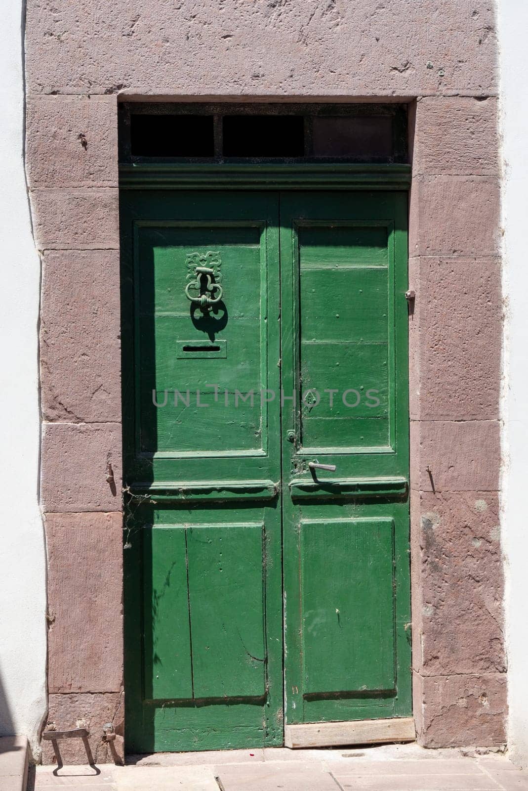 a view of old green door